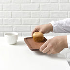 Cross-border Spot Japanese Solid Wooden Tray Meal Inventory Heart Plate Rectangular Walnut Color Dessert Fruit Plate Fruit Dish