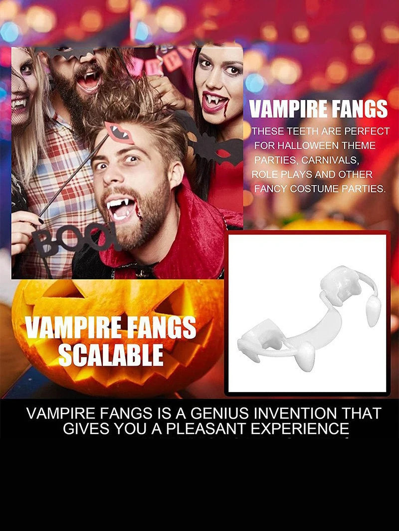 Vampire Teeth Dentures Fangs Classic PP Halloween Party Cosplay Prop Halloween Costume Party Favors