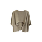 Summer New Ladies Casual Backless T-Shirt 2023 Korean Women Round Neck Loose Sweet Spicy Wind Short-Sleeved Crop Tops