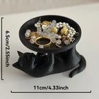 Simple Style Fun Cat Jewelry Tray, Desktop Jewelry Storage Tray, Decorative Items for Home Bathroom, Bedside, Makeup Storage