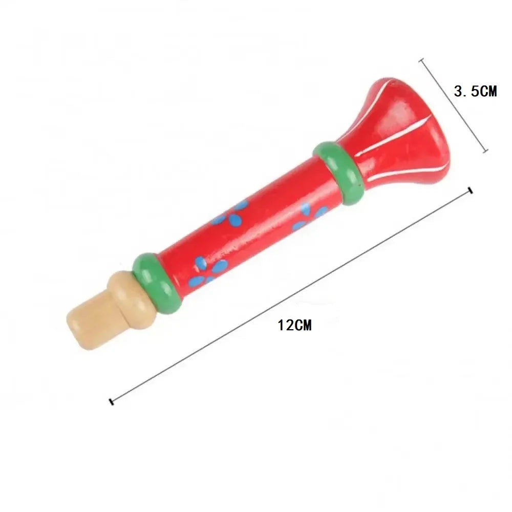 Wooden Trumpet Toy Horn Whistle Montessori Musical Instrument for Kids ...