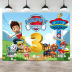 Custom Kids Name Age Paw Patrol Backdrop Boy 1st 2nd 3rd Birthday Party Background Decor Puppy Banner Poster Photo Studio