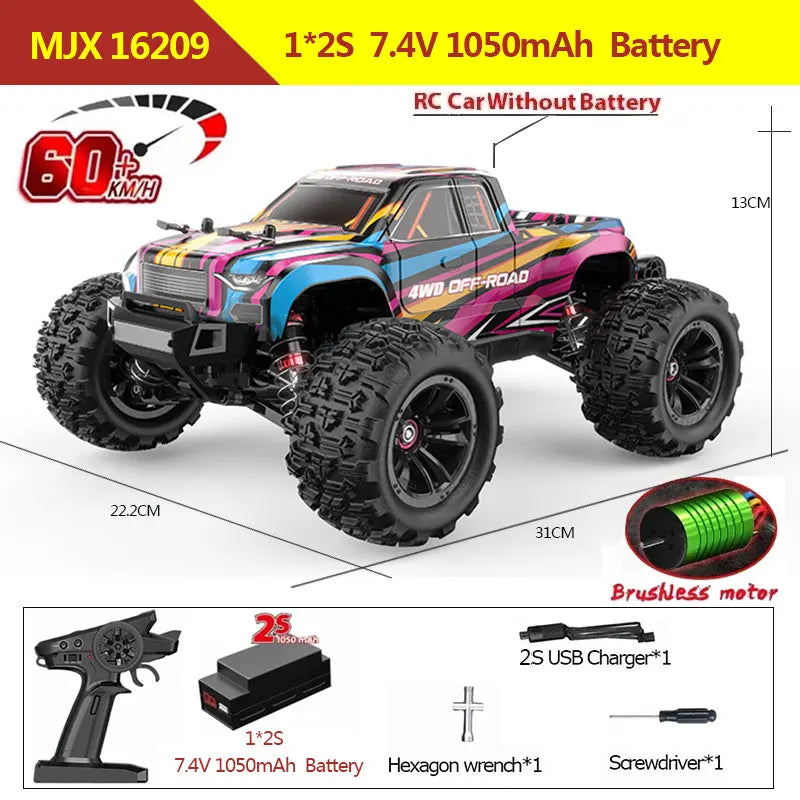 Hyper Go MJX 1/16 4WD RC Car – 70KM/H Brushless Off-Road Racing Toy
