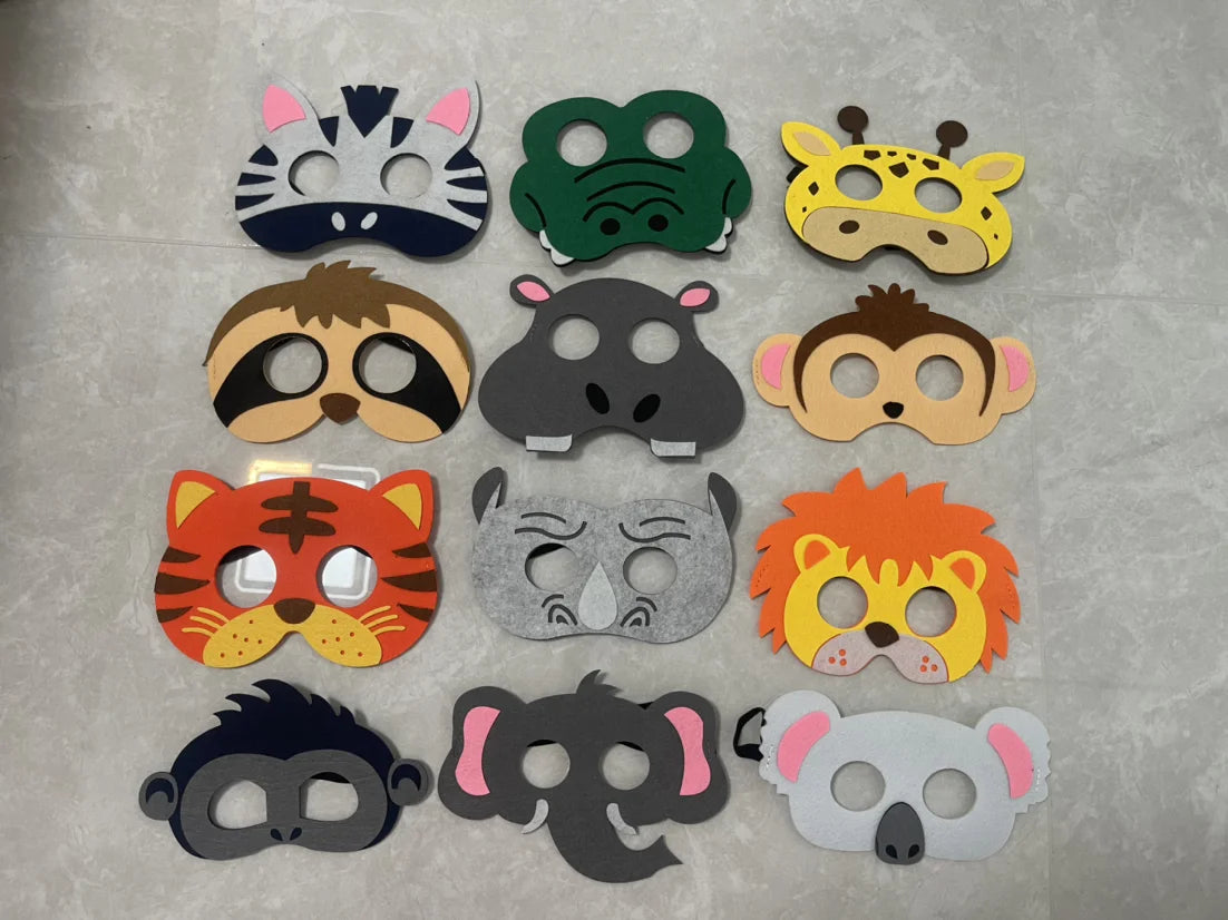Cosplay Party Masks Jungle Animal Felt Mask Kids Role Play Games Mask Children's Dress Up Party Mask Christmas Halloween Gift