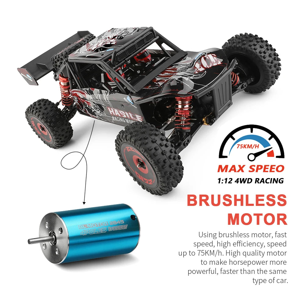 WLtoys 124016 V8 RC Car 75 KM/H High Speed 4WD Drift Off-Road