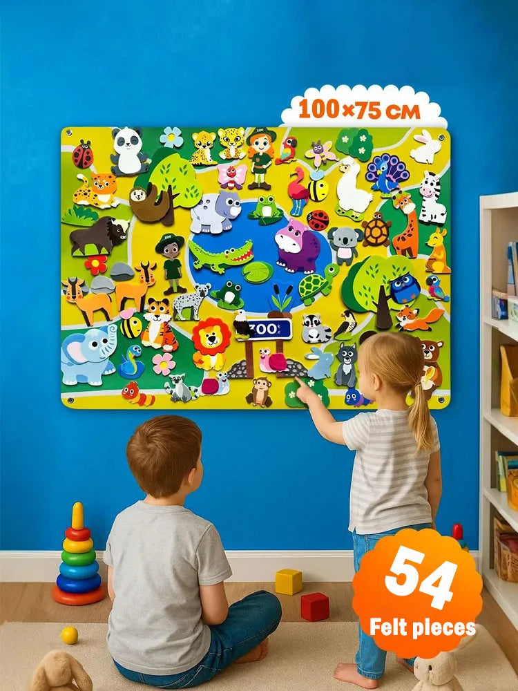 Zoo Animals Felt Story Board Montessori Learning Toy