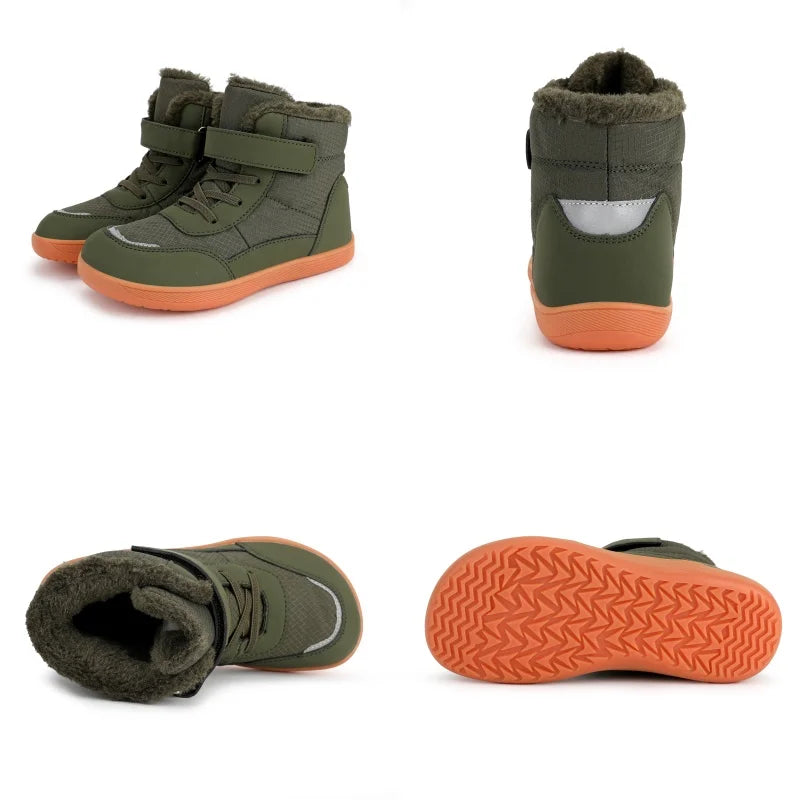 Kids Wide Toe Barefoot Snow Boots Warm Winter Minimalist Shoes