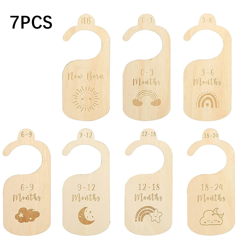 7PCS Newborn Photography Props Wooden Monthly Milestone Cards Baby Shower Gifts for Boys and Girls Photography Accessories