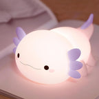 Night Light for Kids,Cute Purple Axolotl Lamp ,LED Squishy Nursery Nightlight,  Soft Silicone Novelty Animal Bedside Lamp