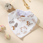 New Cotton Baby Bib Soft Waterproof Triangle Saliva Towel Adjustable Button Print Infant Boy Girl Feeding Burp Cloth Cute Bibs