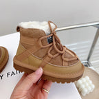 2025 New Winter Children Snow Boots Genuine Leather Warm Plush Toddler Boys Shoes Non-slip Fashion Baby Girls Boots 1-6 Years