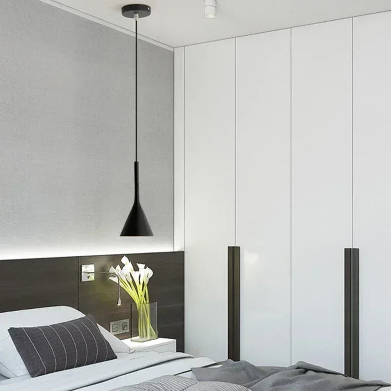 Modern LED Pendant Light in Black and White E27 Bedroom Table Dining Room Hanging Light Lampshade Home Cabinet Suitable for
