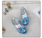 Children Princess Sandals Kids Girls Wedding Shoes High Heels Dress Shoes Bowtie Purple Pink Blue Silver Shoes For Girls