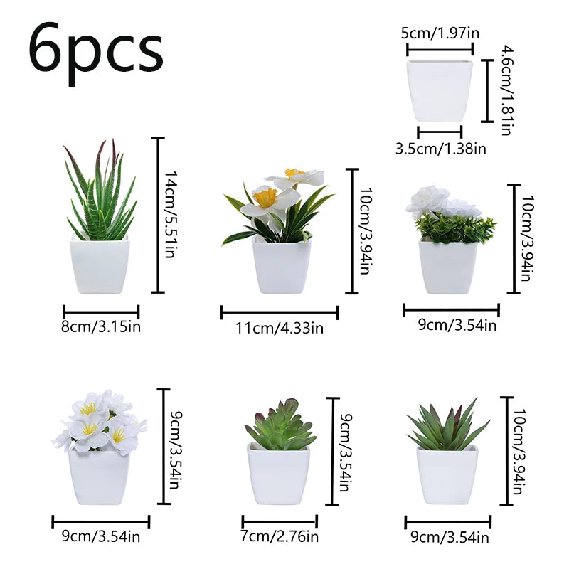 6PCS, Artificial Plants Small Bonsai, DIY Crafts desktop Windowsill Display Rack Display Decoration