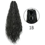 Synthetic Long Straight Claw Clip On Ponytail Hair Extensions 24Inch Heat Resistant Pony Tail Hair piece For Women Daily Party