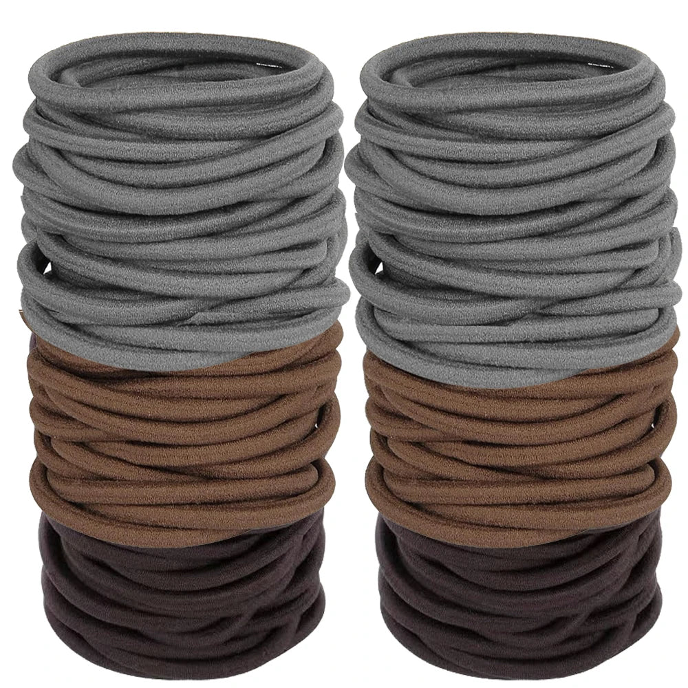 10/50pcs 4mm Mix Color Black No Damage Elastics Hair Ties Bands Leagues Pony Tails Holders for Men Women Girls and Boys Bulk