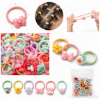 30Pcs Soft Elastic Hair Ties Elastic Bands With Fun Animal Fruit Patterns Perfect For Kids Daily Hair Care