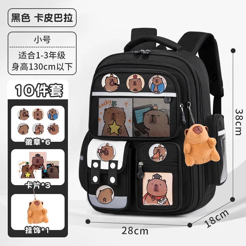 Capybara Children School Bags For Boys Girls Kids Alleviate Burden Protecting Spine Widen Straps School Backpack School Book Bag