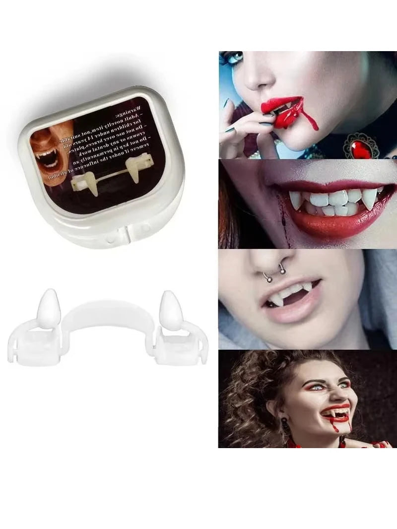 Vampire Teeth Dentures Fangs Classic PP Halloween Party Cosplay Prop Halloween Costume Party Favors