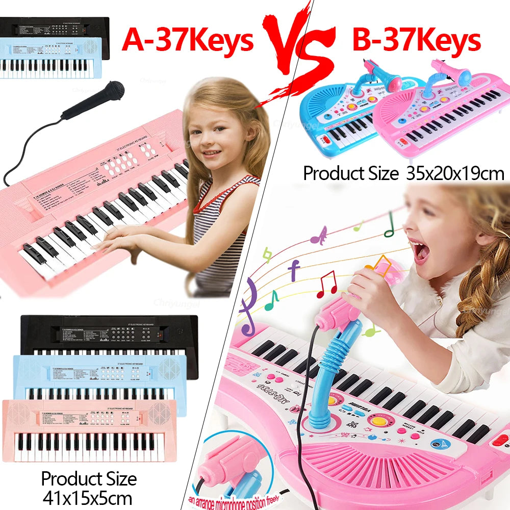 37-Key Kids Electronic Piano Keyboard with Microphone Musical Toy
