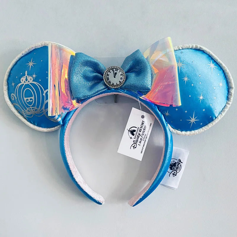 Disney Princess Headband Mickey Ear Rapunzel Sequin Bow Hair Hoop Birthday Gift Girl Accessories Halloween Gift Christmas Jack
