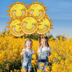 5Pcs 26Inch Smile Face Sun Balloon for Party Mylar Sunshine Balloons Summer Balloon for Sunshine First kids Birthday Decorations