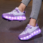 Light Up Roller Shoes Kids LED Sneakers USB Charge Sport Shoes