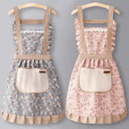 1/2/5pcs Lovely Canvas Apron Female Household Kitchen Cooking Antifouling Breathable Wear Cleaning Suitable