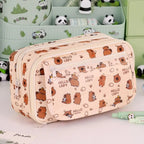 Multi Functional Capybara/Panda Pen Bag Large Capacity Nine-Layer Pencil Case Dirt-proof Stationery Bag School Office