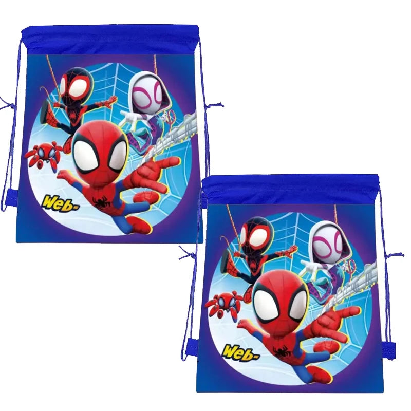 1/4/12Pc Cute Spider Nonwoven Loot Bag Drawstring Pockets Birthday Gift Bags for His Amazing Friends Party Supplies Spider Gifts