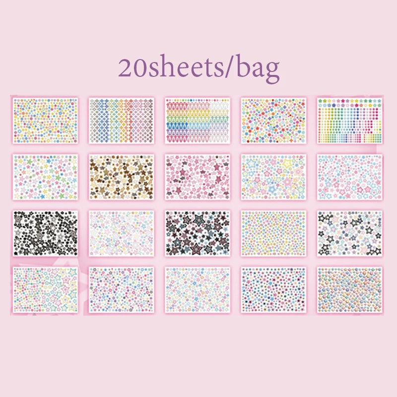 2 types, 20 sheets per pack, Star Date Series, Star Creative Sticker Book, Handbook, DIY Scrapbook, Picture Book C