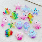 20Pcs Cute Resin Cartoon Shell, Starfish, small fish, seahorse, for Scrapbooking, Wedding Decor & DIY Jewelry Making Accessories