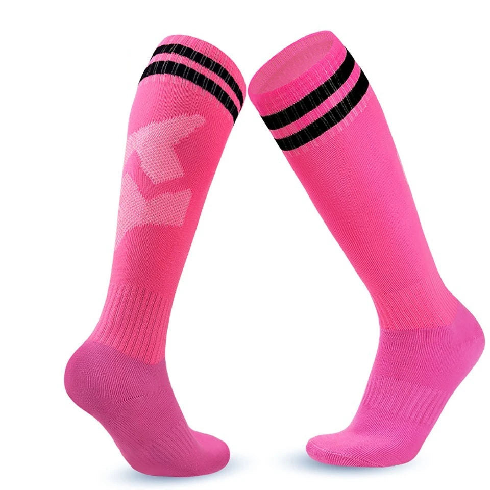 Loogdeel Soccer Socks Stretchy Compression Knee High Tube Socks Men Women Teens Kid Breathable Football Athletic Sports Socks