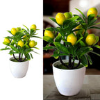 18cm*24cm Artificial Lemon Tree Potted Plastic Fake Flowers Plant Outdoor Yard Garden Balcony Plant Potted Home Floral Decor