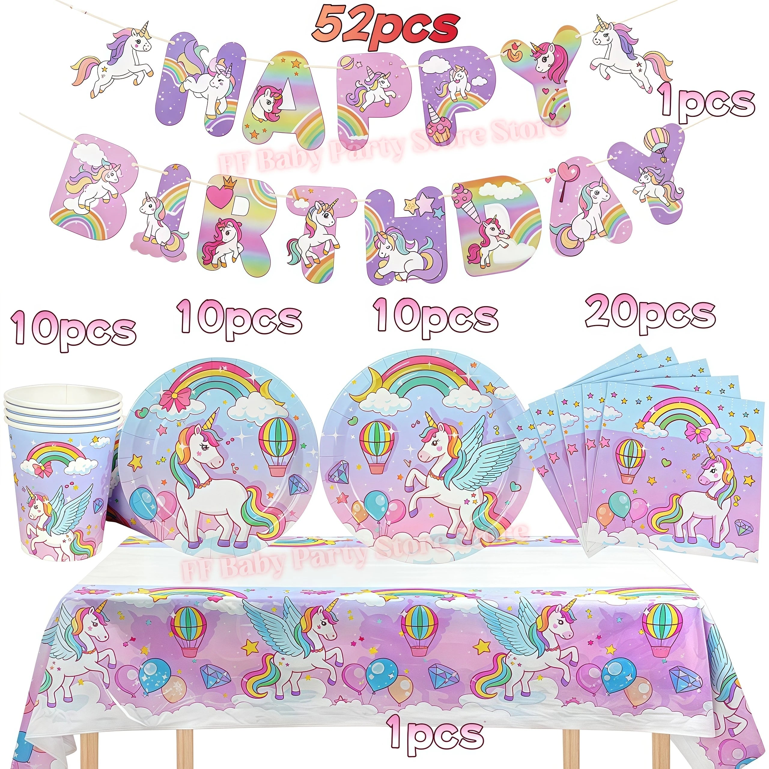 Kids Girls Unicorn Birthday Party Decoration Plate Cup Happy 1st Unicorn 3D Balloon Kid Favors Gift Wedding Baby Shower Supplies