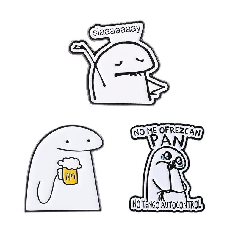 Funny Cartoon Characters Flork Enamel Pins No Me Ofrezcan Pan Simple Figure Brooches Lapel  Badge Jewelry Gifts for Friends