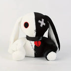 Creepy Goth Bunny Plush Black And White Contrasting Crazy Rabbit Spooky Gothic Bunny CuteStuffed Animal Halloween birthday Gift