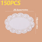150Pcs Kitchen Fried Food Special Flower Bottom Paper Oil-absorbing Paper Baking Cake Pizza Snack Round Household Lace Paper Pad
