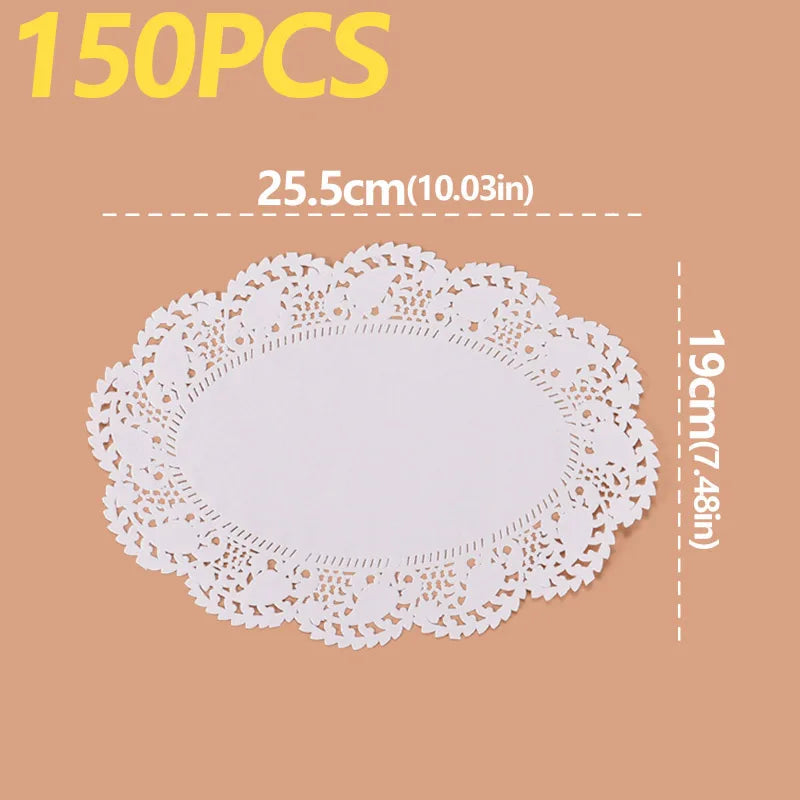 150Pcs Kitchen Fried Food Special Flower Bottom Paper Oil-absorbing Paper Baking Cake Pizza Snack Round Household Lace Paper Pad