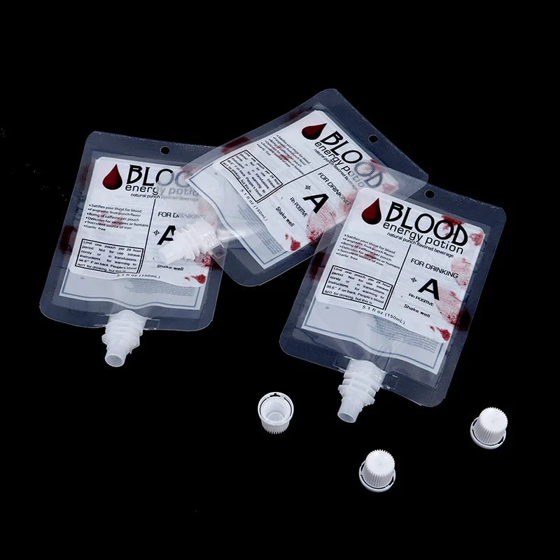 10pcs Halloween Cosplay Drink Container Bag Vampire Blood Pouch Props Zombie Beverage Food Class PVC Water Bottle Decors