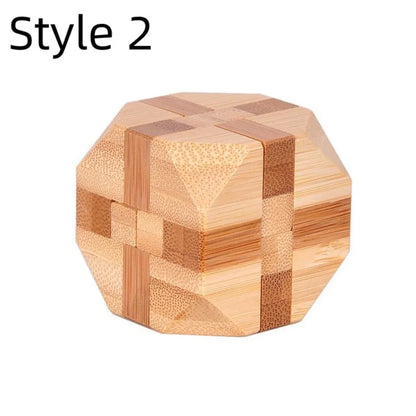 Wooden Kong Ming Lock IQ Brain Teaser Puzzle Toy