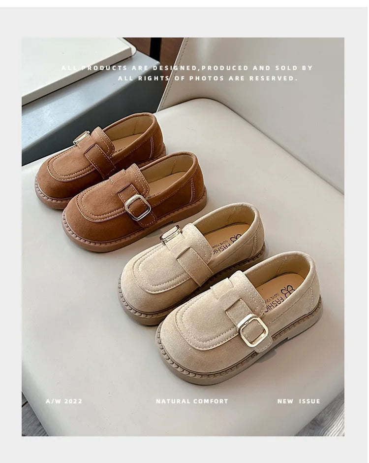 Girls Flats Spring Fall Shallow Lazy Loafers Shoes for Kids Girl Comfortable Soft Suede Sneaker Casual School Shoes Child I02111