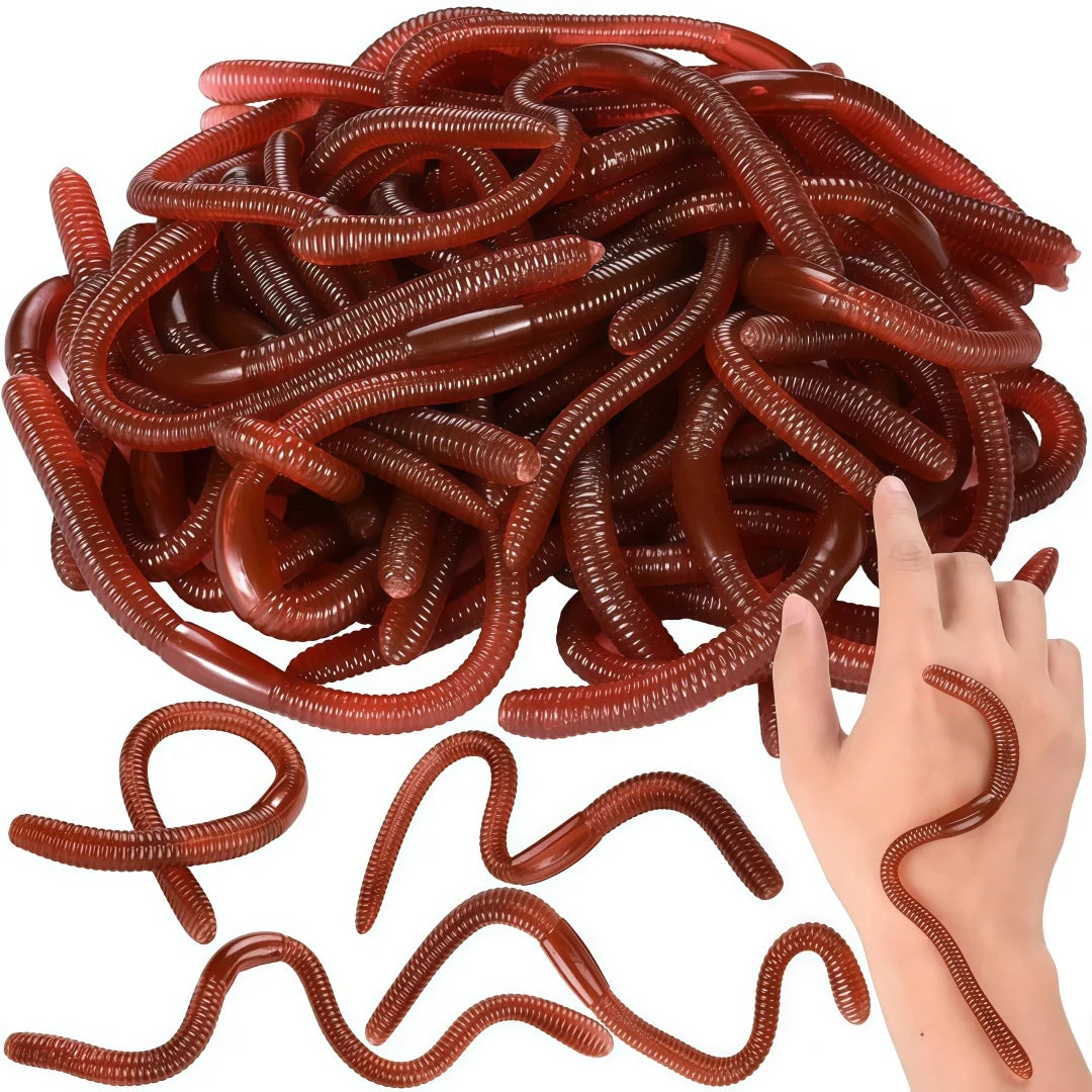10-100Pcs Realistic TRP Soft-bodied Earthworm Prank Props Frightening Practical Jokes Scare People Easy-to-Use Horror Props