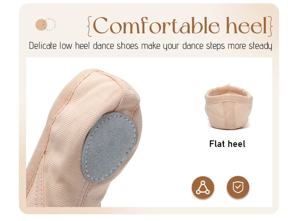 Canvas Ballet Shoes Split Sole Dance Slippers for Kids Adults
