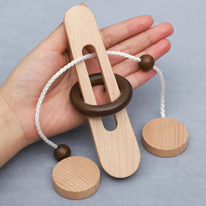 Wooden Ring Unlocking Game Classic Puzzle Intelligence Toy