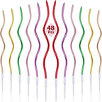6/12/48pcs/1case Birthday Candles Spiral Cake Candles  Long Thin Cake Candles For Wedding Party And Cake Decoration