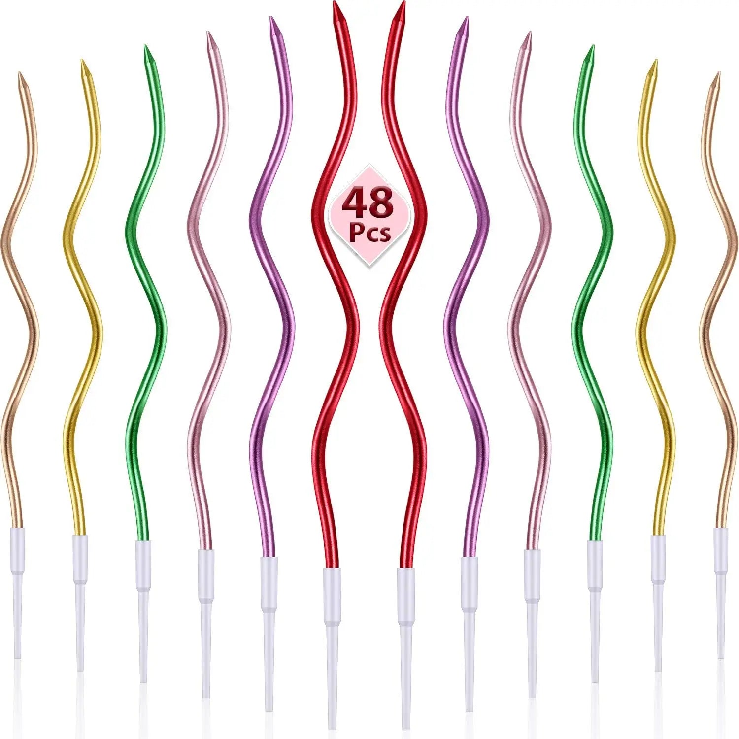 6/12/48pcs/1case Birthday Candles Spiral Cake Candles  Long Thin Cake Candles For Wedding Party And Cake Decoration