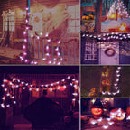 1pc 20/30 LED Halloween Bat Copper Wire String Light Battery Powered Purple Bat Fairy Lamp For Home Bedroom Festival Party Decor