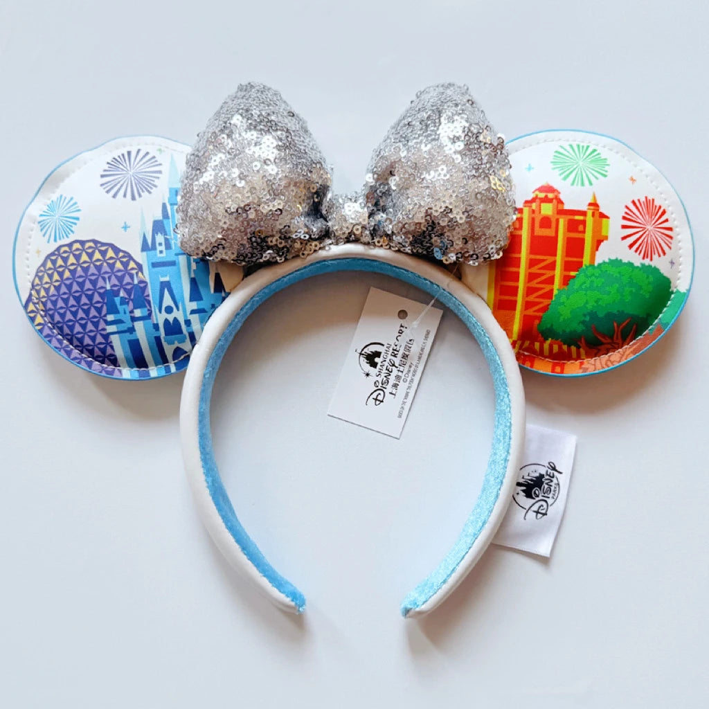 Disney Princess Headband Mickey Ear Rapunzel Sequin Bow Hair Hoop Birthday Gift Girl Accessories Halloween Gift Christmas Jack