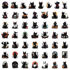 50PCS Halloween Cute Black Cat Creative Graffiti Stickers DIY Luggage Notebook Water Cup PET Waterproof Stickers